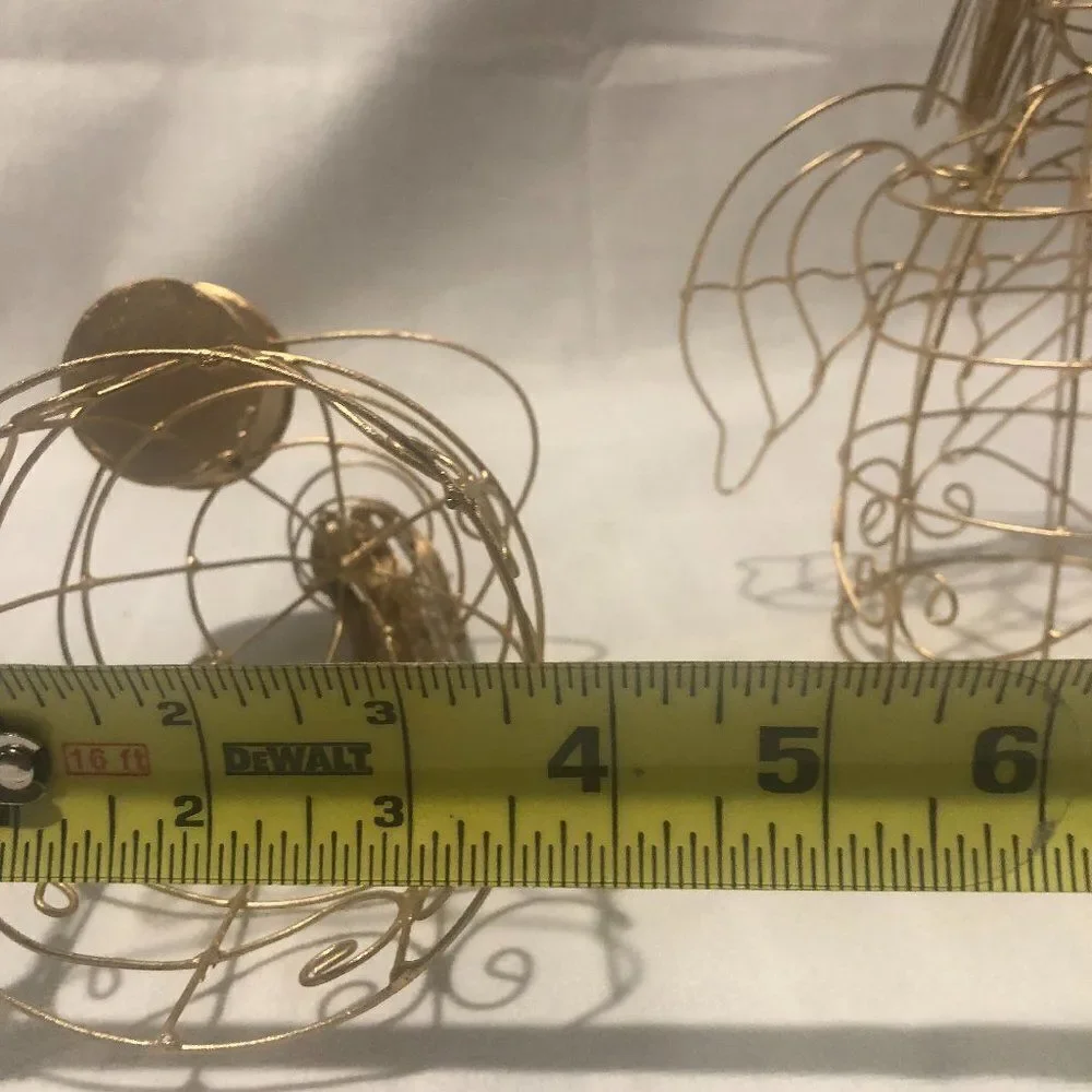 Gold Tone Metal Wire Angel Figurine Tea Light Candle Holders.         F1